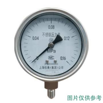 上仪 压力表，Y-60B304不锈钢+304不锈钢,径向不带边,Φ60 0~0.4MPa,M14*1.5 售卖规格：1个