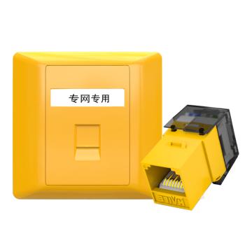 海乐 内外网专网转换单口面板模块黄色套装，HT-ZC861C6 售卖规格：1套