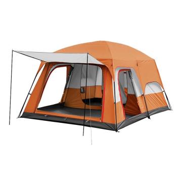 三极户外 两室一厅家庭露营搭建纱网双层大帐篷，TP2640 橘色4-6人 售卖规格：1顶