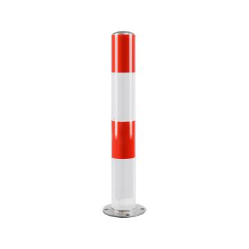 布朗森/BRONSON 镀锌警示柱固定立柱，高600mm，管径76mm，底座宽135mm，壁厚2.0mm，红白，A9160 售卖规格：1个