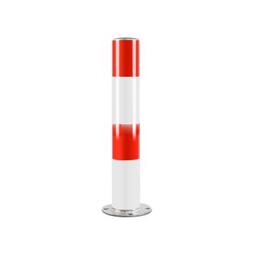 布朗森/BRONSON 镀锌警示柱固定立柱，高600mm，管径89mm，底座宽150mm，壁厚2.0mm，红白，A9164 售卖规格：1个