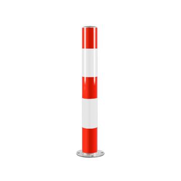 布朗森/BRONSON 镀锌警示柱固定立柱，高750mm，管径89mm，底座宽150mm，壁厚1.5mm，红白，A9165 售卖规格：1个