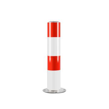 布朗森/BRONSON 镀锌警示柱固定立柱，高600mm，管径114mm，底座宽165mm，壁厚2.0mm，红白，A9168 售卖规格：1个