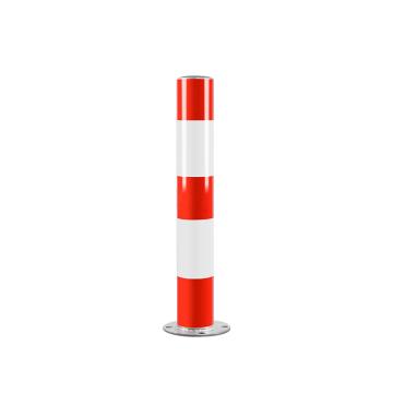 布朗森/BRONSON 镀锌警示柱固定立柱，高750mm，管径114mm，底座宽165mm，壁厚2.0mm，红白，A9170 售卖规格：1个
