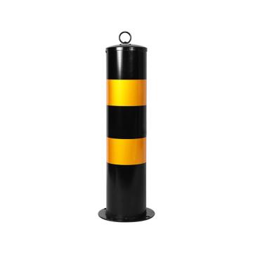 布朗森/BRONSON 钢管警示柱顶环固定立柱，高500mm，管径114mm，底座宽155mm，壁厚1.2mm，黑黄，A9130 售卖规格：1个