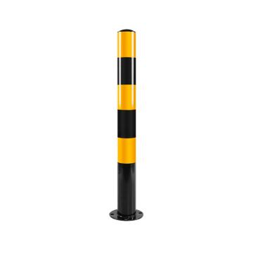 布朗森/BRONSON 钢管警示柱无环固定立柱，高750mm，管径76mm，底座宽135mm，壁厚1.5mm，黑黄，A9149 售卖规格：1个