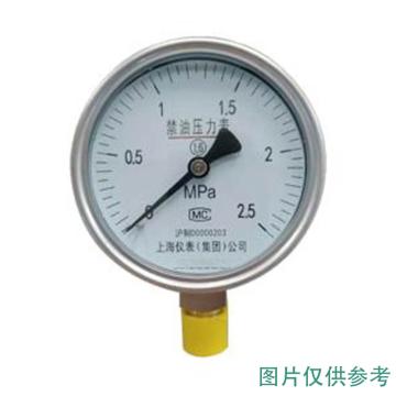 上仪 全不锈钢禁油压力表，YO-150B-0.1-0.06MPa,M20*1.5 径向不带边 售卖规格：1个