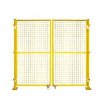海斯迪克 仓库车间隔离网，高1.8m×宽2.0m，对开门，1套含轮，黄色 售卖规格：1套