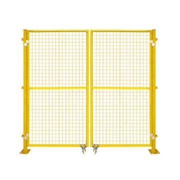 海斯迪克 仓库车间隔离网，高1.8m×宽3.0m，对开门，1套含轮，黄色 售卖规格：1套