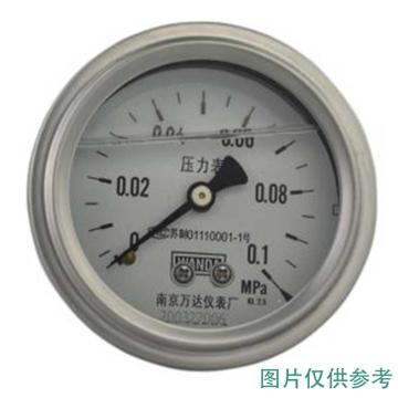 万达 耐震压力表，YJTN 碳钢+铜,轴向不带边Φ60,2.5级,0~0.25MPa,M14*1.5,充硅油 售卖规格：1个