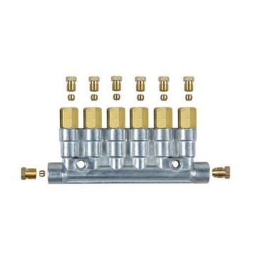 谦华智科 锌合金加压式内螺纹油路分配油器油排，阻尼X-6位-K6-K4+内卡 进6mm-出4mm，稀油用 售卖规格：1个