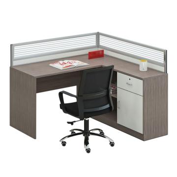 红心 L型屏风工位，JHXPF43 板式桌含侧柜 1400*1400*1050mm 北欧柚木色 售卖规格：1张