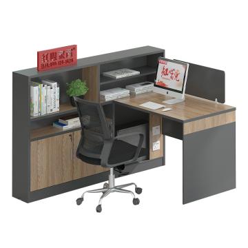 红心 屏风工位单人位，YHXGW-02 板式办公桌含侧柜 1500*1400*1100mm 原木色+铁灰 售卖规格：1张