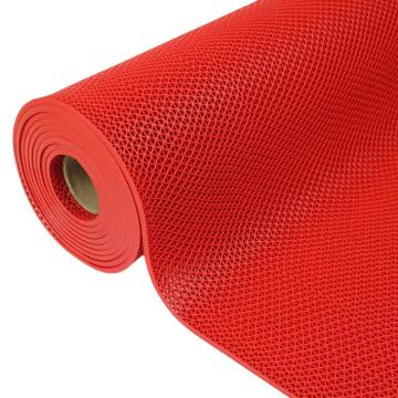 功成狮 S纹D型发泡PVC镂空疏水防滑地垫，GJMW0039 大孔径 红色1.2m*12m*8.5mm 售卖规格：1卷