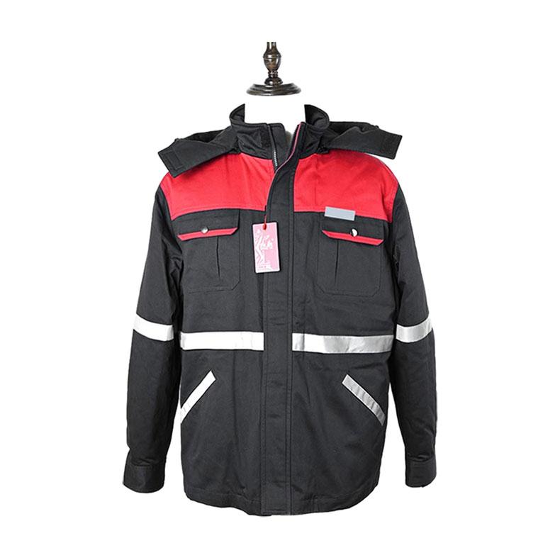 红都 冬季棉服工作服上衣（可脱卸内胆) 100%棉 黑红色，HDSX-MF-CM01，S码 售卖规格：1件