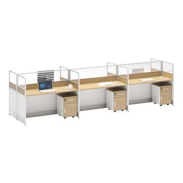 中芯 板式办公桌含活动柜，ZXLH-138 原木色六人位屏风卡座 4200*1400*1100mm 白色 售卖规格：1张