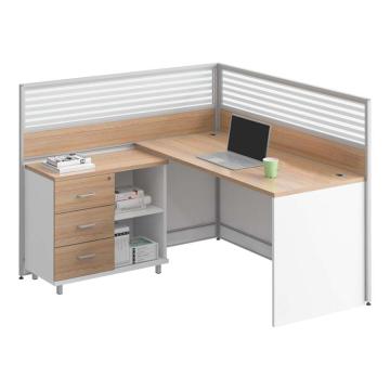 中芯 板式办公桌含固定柜，ZXLH-116 单人位板式L型屏风工位 1200*1400*1100mm 白色 售卖规格：1张
