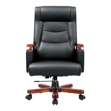 中芯 木质脚牛皮老板椅，QLZWY-28 牛皮可躺老板椅 680*720*1140/1180mm 黑色 售卖规格：1张