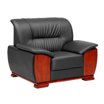 中芯 木质脚西皮沙发，QLZX75 中式西皮沙发商务接待单人位 1120*880*880mm 黑色 售卖规格：1张