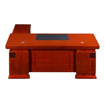 中芯 油漆木贴皮班台，QLZX108 中式2.4米大班台贴皮油漆办公桌 2400*1200*760mm 红棕色 售卖规格：1张