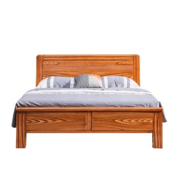 红心 橡胶木双人床，HXSMCX-52 1.5米简约卧室家具床 2160*1500*1060mm 榉木色 售卖规格：1张