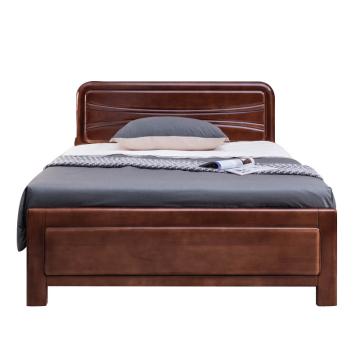 红心 宿舍卧室双人实木床，HXSMCX-47 1.5米橡胶木新中式木质单床 2160*1500*1060mm 胡桃色 售卖规格：1张