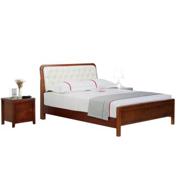 红心 软包实木床含24CM厚度床垫，HXCC15-1 1.5米橡胶木实木双人床 2000*1500*1000mm 红棕色 售卖规格：1组