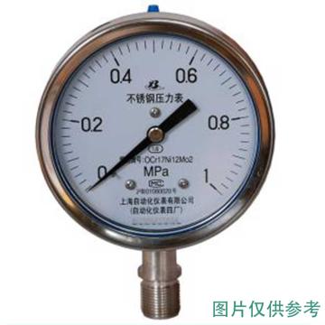 上自仪 不锈钢压力表，Y-100BF0-0.4MPa/M20×1.5/1.6级/304 径向不带边 售卖规格：1块