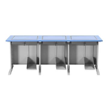 中芯 翻转电脑桌，ZXDNZ-18 三人位翻转桌钢制嵌入式电脑桌 2400*600*750mm 蓝色 售卖规格：1张