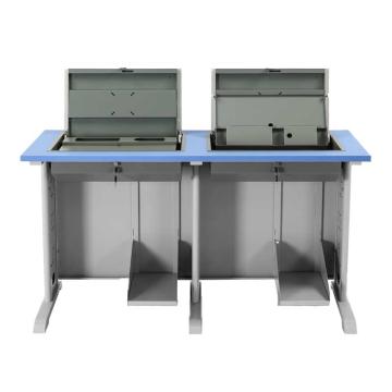 中芯 翻转电脑桌，ZXDNZ-17 双人位翻转桌钢制嵌入式电脑桌 1500*600*750mm 蓝色 售卖规格：1张