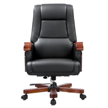 中芯 木质脚牛皮老板椅，QLZWY-27 牛皮可升降可躺老板椅 710*790*1210-1250mm 黑色 售卖规格：1张