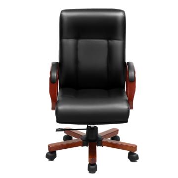 中芯 木质脚西皮老板椅，QLZX133 实木脚升降西皮班椅 600*640*1000/1070mm 黑色 售卖规格：1张