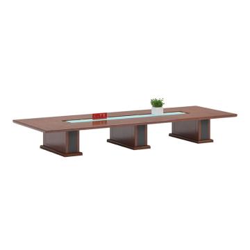 红心 木质会议桌长条桌，HXHYQ39 4.8米实木贴皮洽谈桌 4800*1800*760mm 红棕色 售卖规格：1张