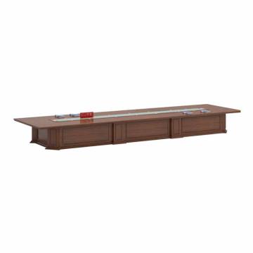 红心 大型油漆木贴皮会议桌，HXHYQ07 8米实木贴皮办公桌会议桌 8000*2200*760mm 红棕色 售卖规格：1张