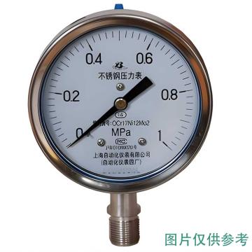 上自仪 不锈钢压力表，Y-40BF0-1.0MPa/M10×1/2.5级/304 径向不带边 售卖规格：1块