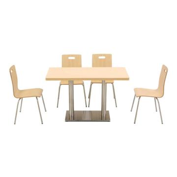 中芯 四人位餐桌，QLZX83 员工餐厅四人位餐桌椅组合 1200*600*730mm 原木色 售卖规格：1套