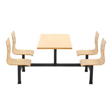 中芯 四人位餐桌，QLZX81 学校食堂连体四人位餐桌椅 1720*1200*815mm 原木色 售卖规格：1套