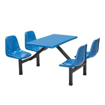 红心 食堂连体餐桌椅，hxjj-185 食堂桌椅快餐桌椅 1660*1080*775mm 蓝色 售卖规格：1组