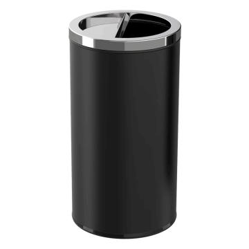 科力邦 不锈钢垃圾桶 圆形垃圾箱半投港式桶立式果皮箱，KB1026 黑色 38*73cm 半投 售卖规格：1个