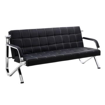 中芯 金属脚西皮沙发，QLZX63 简约钢架西皮沙发三人位 1880*760*840mm 黑色 售卖规格：1张