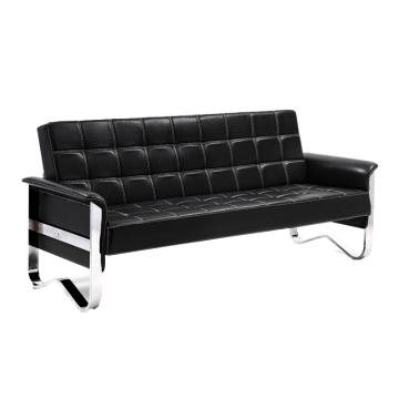 中芯 金属脚西皮沙发，QLZX61 西皮商务接待沙发三人位 2030*830*900mm 黑色 售卖规格：1张