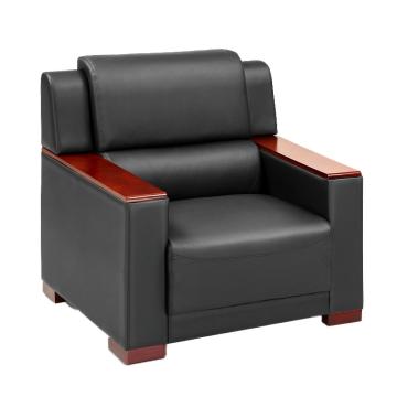 中芯 木质西皮沙发，QLZX73 西皮会客沙发黑色单人位 980*850*930mm 黑色 售卖规格：1张