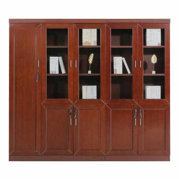 中芯 油漆木贴皮文件柜，ZXLH-234 油漆木贴皮档案柜左五门（3+2）文件柜 2260*400*2000mm 红棕色 售卖规格：1个