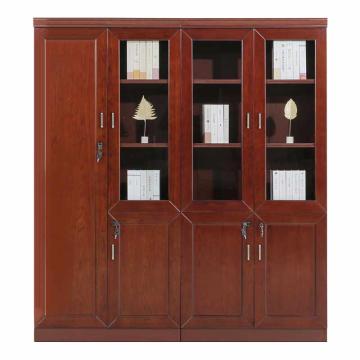 中芯 油漆木贴皮文件柜，ZXLH-232 油漆木贴皮档案柜左四门文件柜 1800*400*2000mm 红棕色 售卖规格：1个