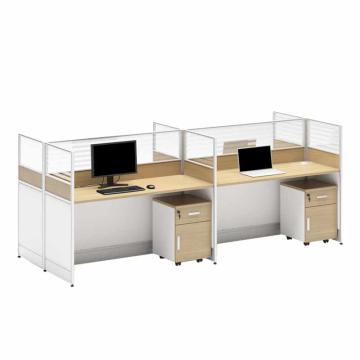 中芯 板式办公桌含活动柜，ZXLH-136 四人位屏风卡座王字型职员办公桌 2800*1400*1100mm 白色 售卖规格：1张