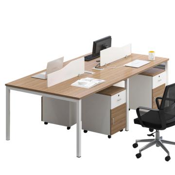 中芯 板式办公桌含活动柜，ZXLH-122 四人位办公桌钢架款员工桌 2400*1200*750mm 白色 售卖规格：1张