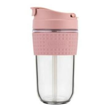 乐扣乐扣/LOCK&LOCK 啵啵杯，LLG614PIK 玻璃水杯夏季带吸管简约便携咖啡杯 500ml 粉色 售卖规格：1个