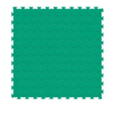耐特斯珈 方块地垫，50X50CM厚度5MM 明扣燕尾式 圆币纹 绿