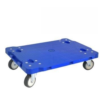 谦格 塑料方型万向轮仓储搬运托盘乌龟平板推车，蓝PFB04带刹,可拼,3寸胶轮,50*37cm,承150kg 售卖规格：1个