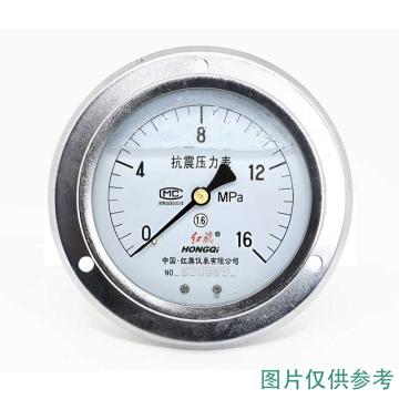 红旗 耐震压力表，YTN-100ZT 碳钢＋铜,轴向带边,M20×1.5,0~0.4MPa 售卖规格：1台
